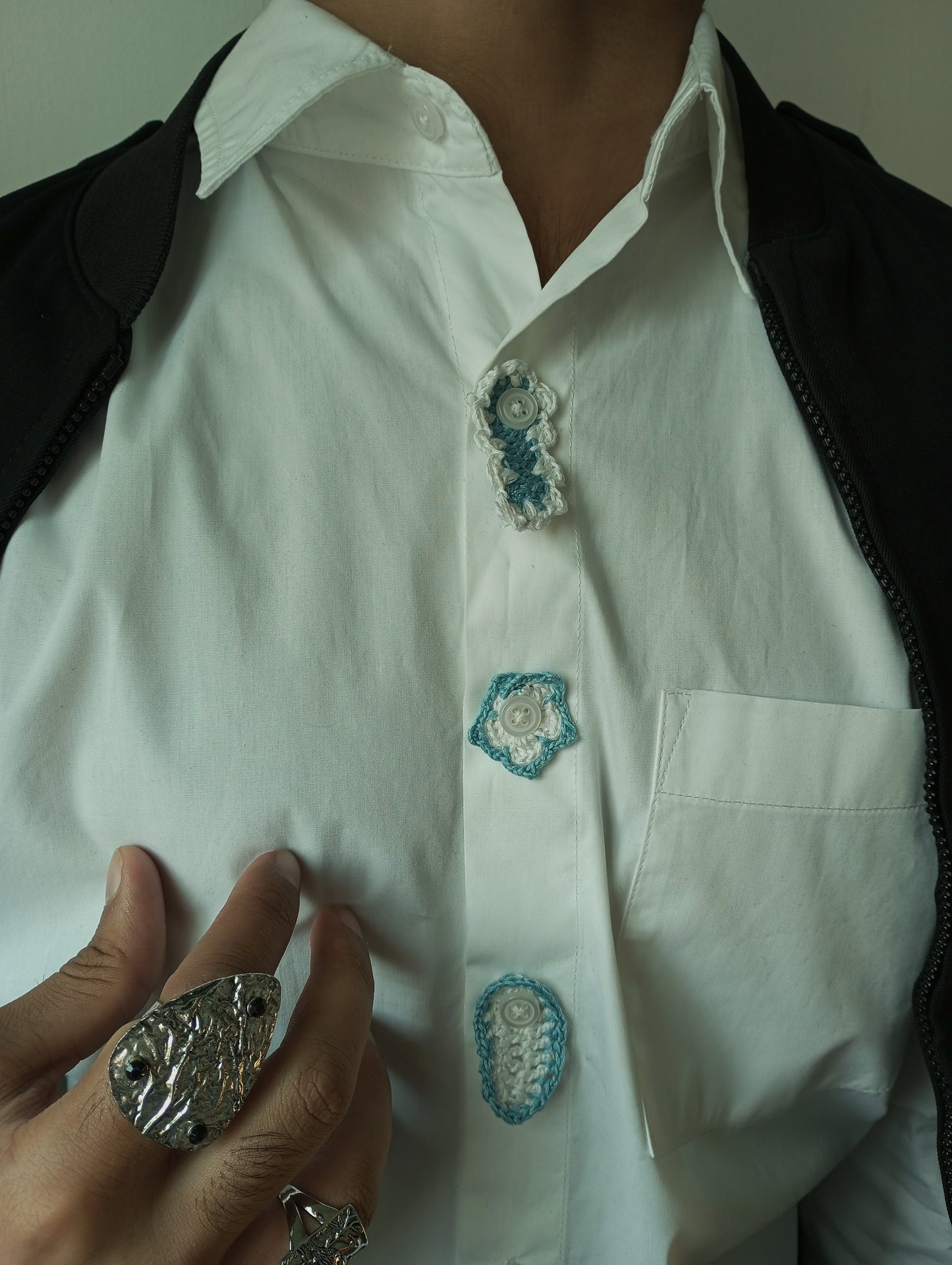 Blue Halo Button Trio